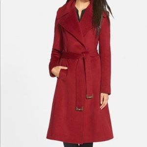 Diane von Furstenberg Red Wool Garbo Coat. Size 6.